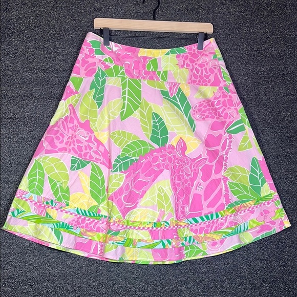 Vintage Lilly Pullitzer Tropical Pink and Green Women's Skirt, Womens 4 - Picture 7 of 8
